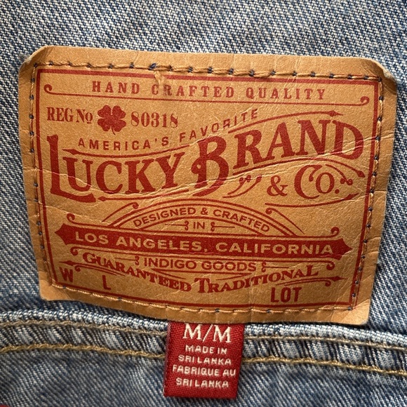 Lucky Brand Tomboy Trucker Jean Jacket Medium Hand Painted Bird Crane Flowers - Picture 7 of 15